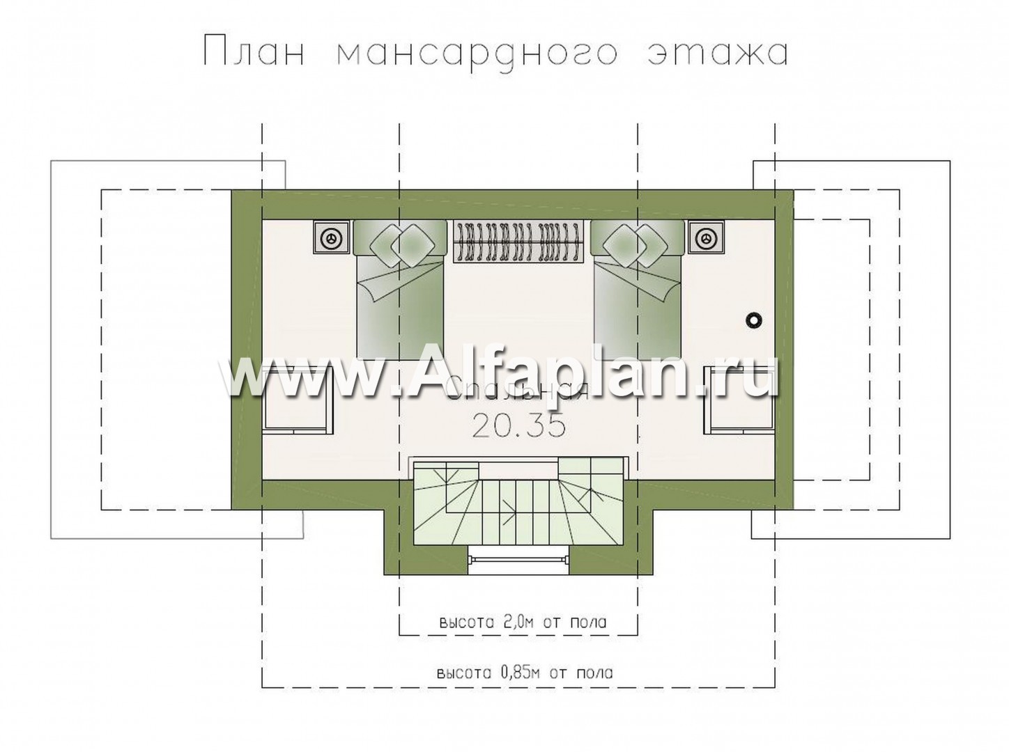 Проекты домов Альфаплан - Дом для отдыха (баня) с жилой мансардой - план проекта №2