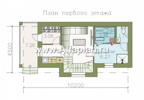 Проекты домов Альфаплан - Дом для отдыха (баня) с жилой мансардой - превью плана проекта №1