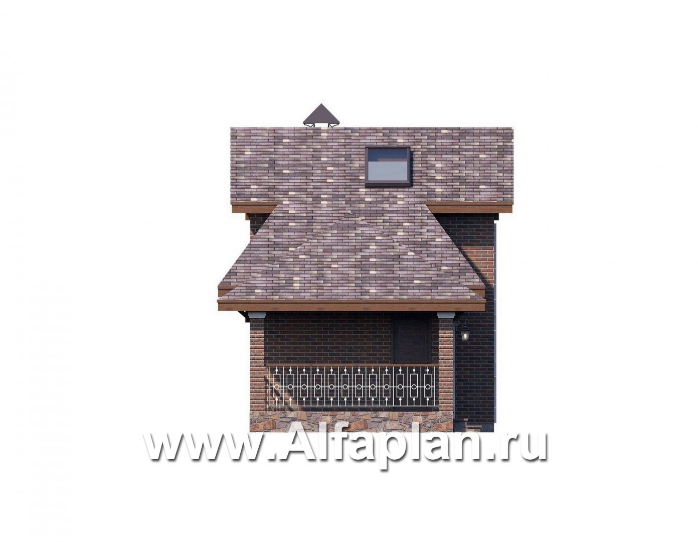 Проекты домов Альфаплан - Дом для отдыха (баня) с комнатой в мансарде - изображение фасада №3