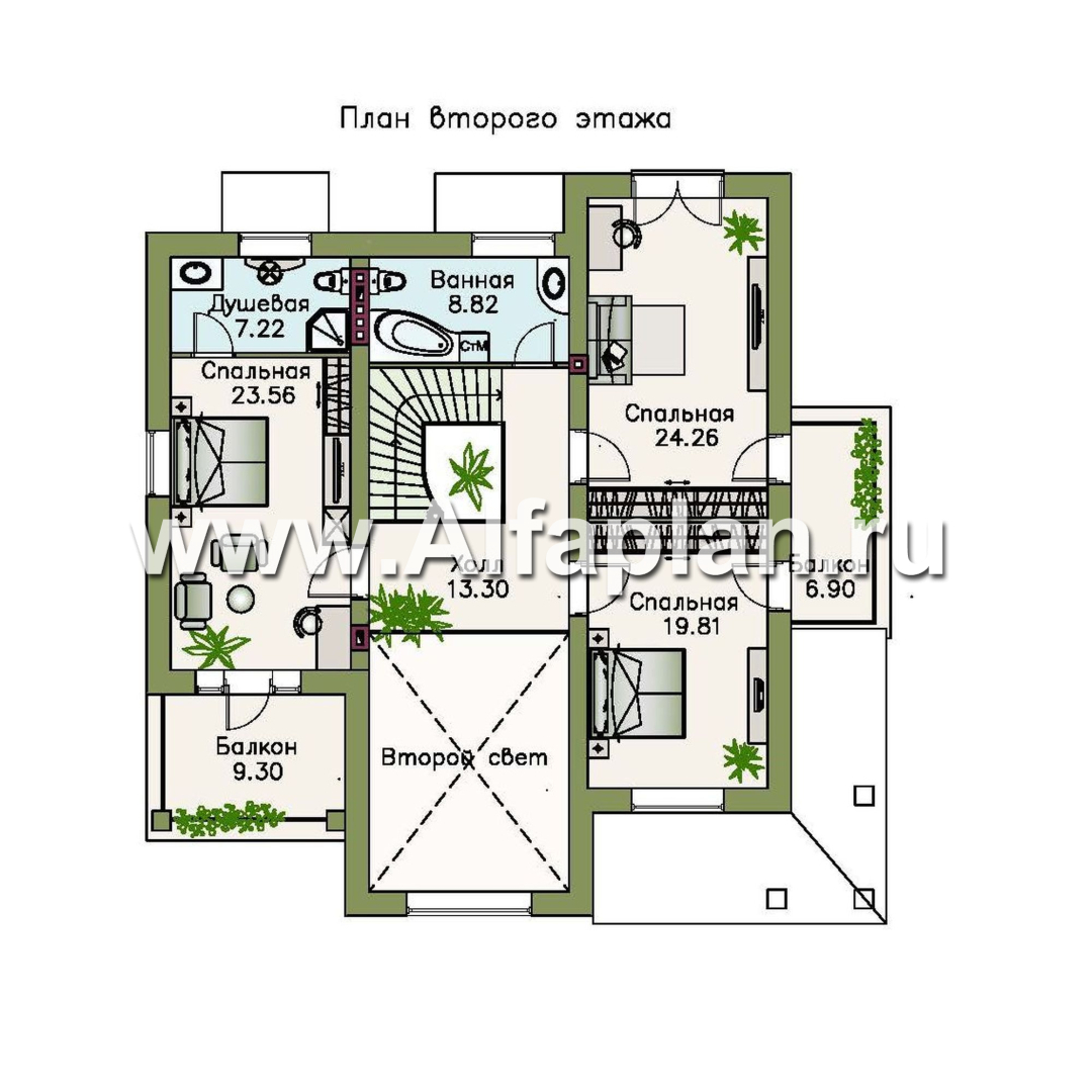 Проекты домов Альфаплан - «Голицын»- изящный коттедж с двусветной гостиной - изображение плана проекта №2
