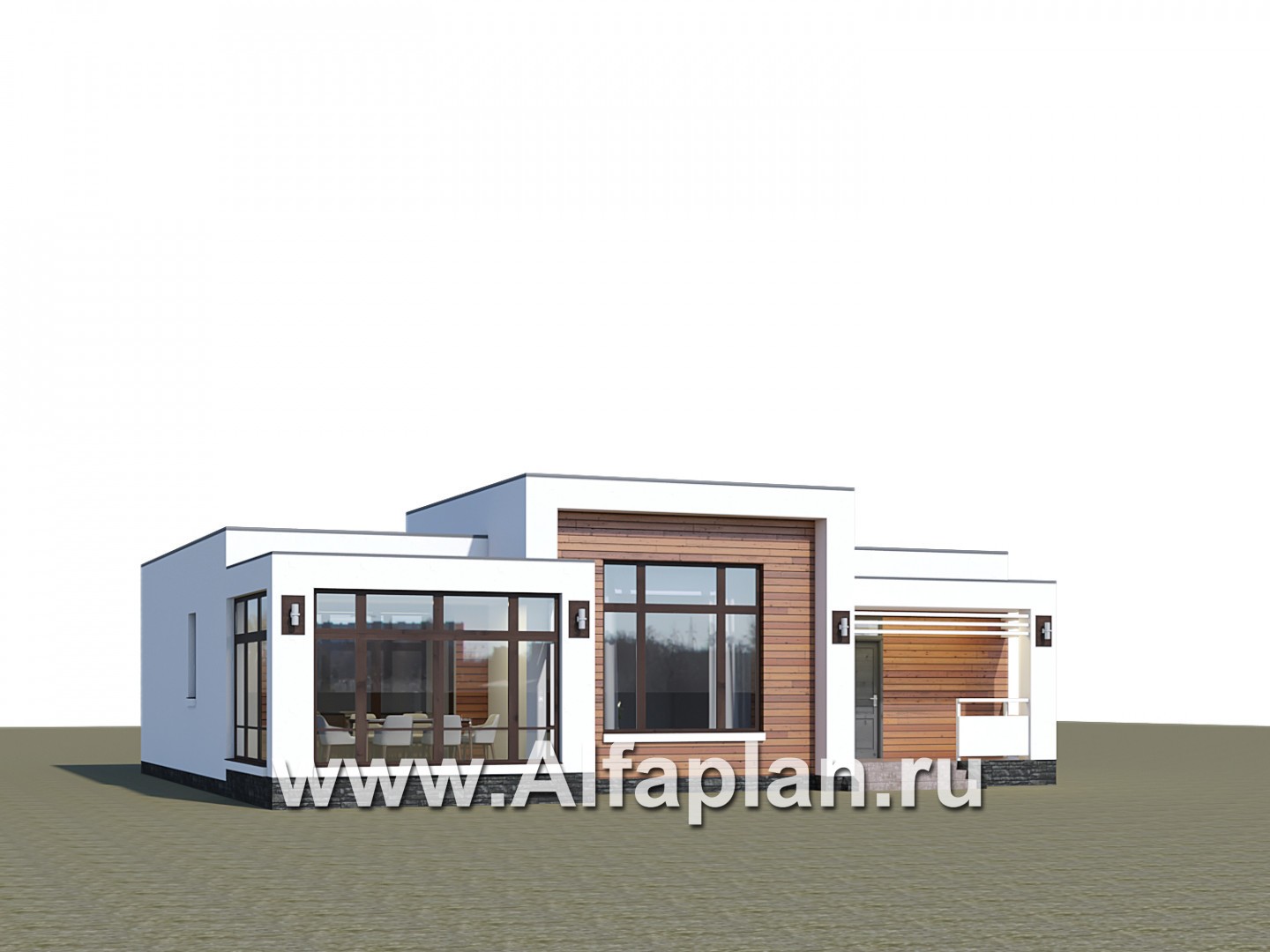 Проекты домов Альфаплан - «Эрато» — одноэтажный дом с плоской кровлей - дополнительное изображение №1