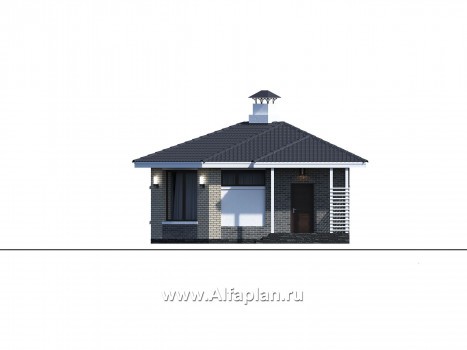 Проекты домов Альфаплан - «Кристалл» - современная угловая баня - превью фасада №4