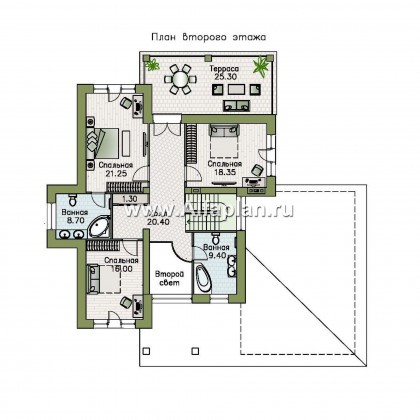 Проекты домов Альфаплан - "Монтекки" - двухэтажный коттедж с гаражом на две машины - превью плана проекта №2