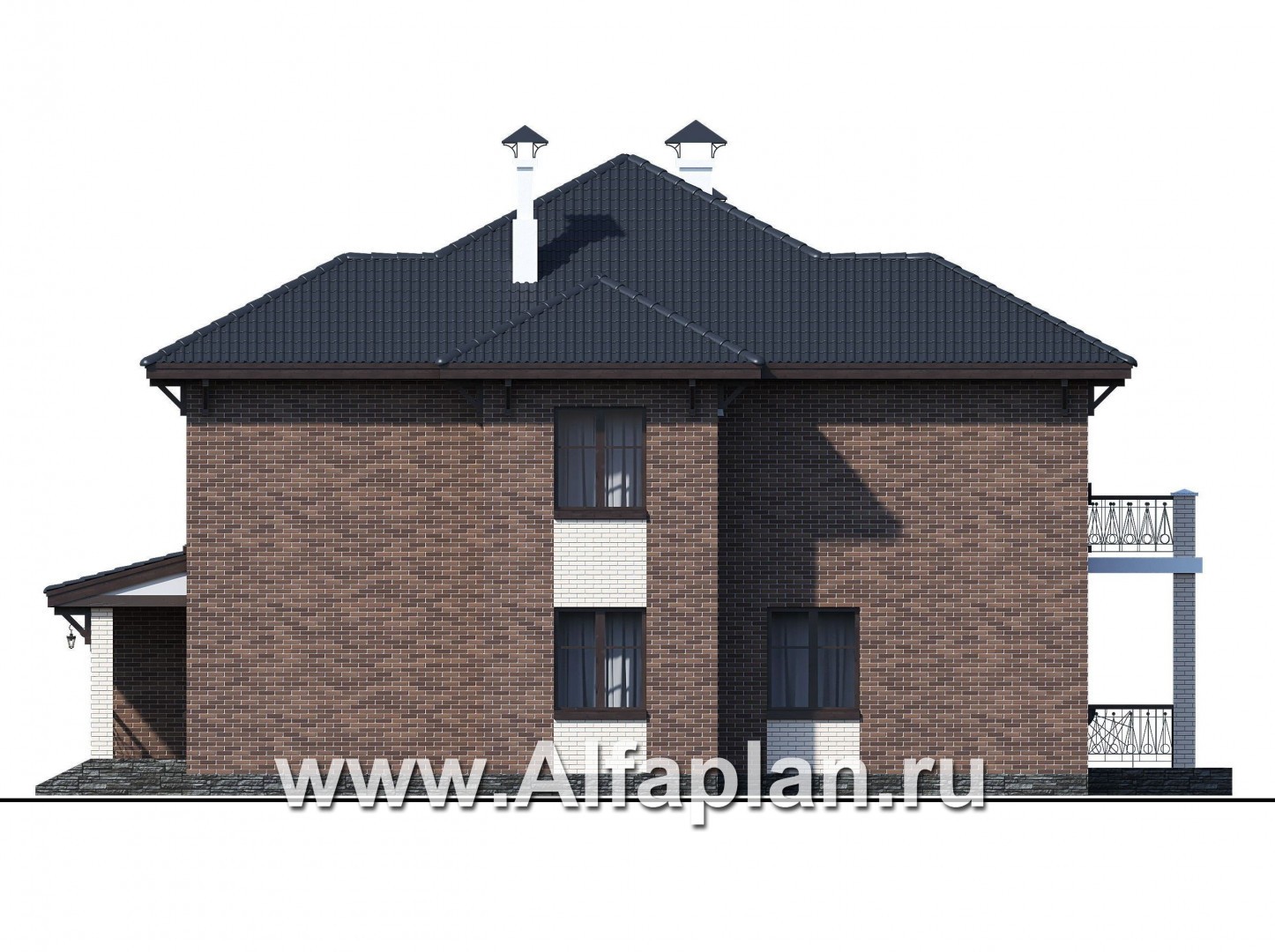 Проекты домов Альфаплан - "Монтекки" - двухэтажный коттедж с гаражом на две машины - изображение фасада №2