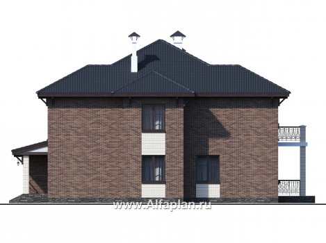 Проекты домов Альфаплан - "Монтекки" - двухэтажный коттедж с гаражом на две машины - превью фасада №2