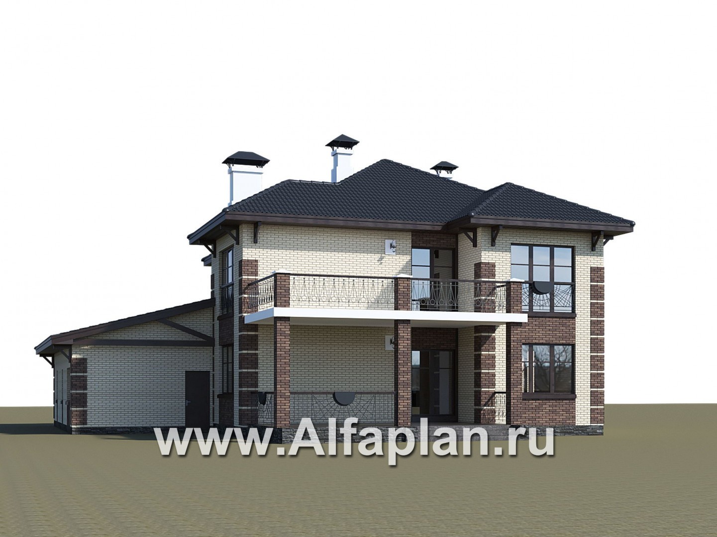 Проекты домов Альфаплан - "Монтекки" - двухэтажный коттедж с гаражом на две машины - дополнительное изображение №3
