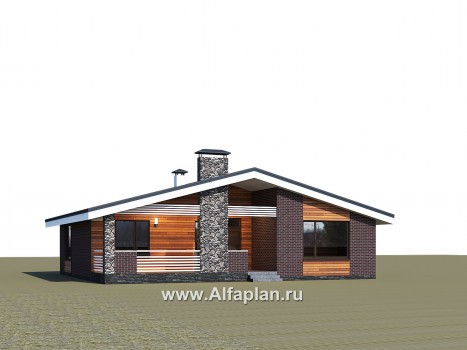 Проекты домов Альфаплан - «Веда» - проект одноэтажного дома с двускатной кровлей (три спальни) - превью дополнительного изображения №1