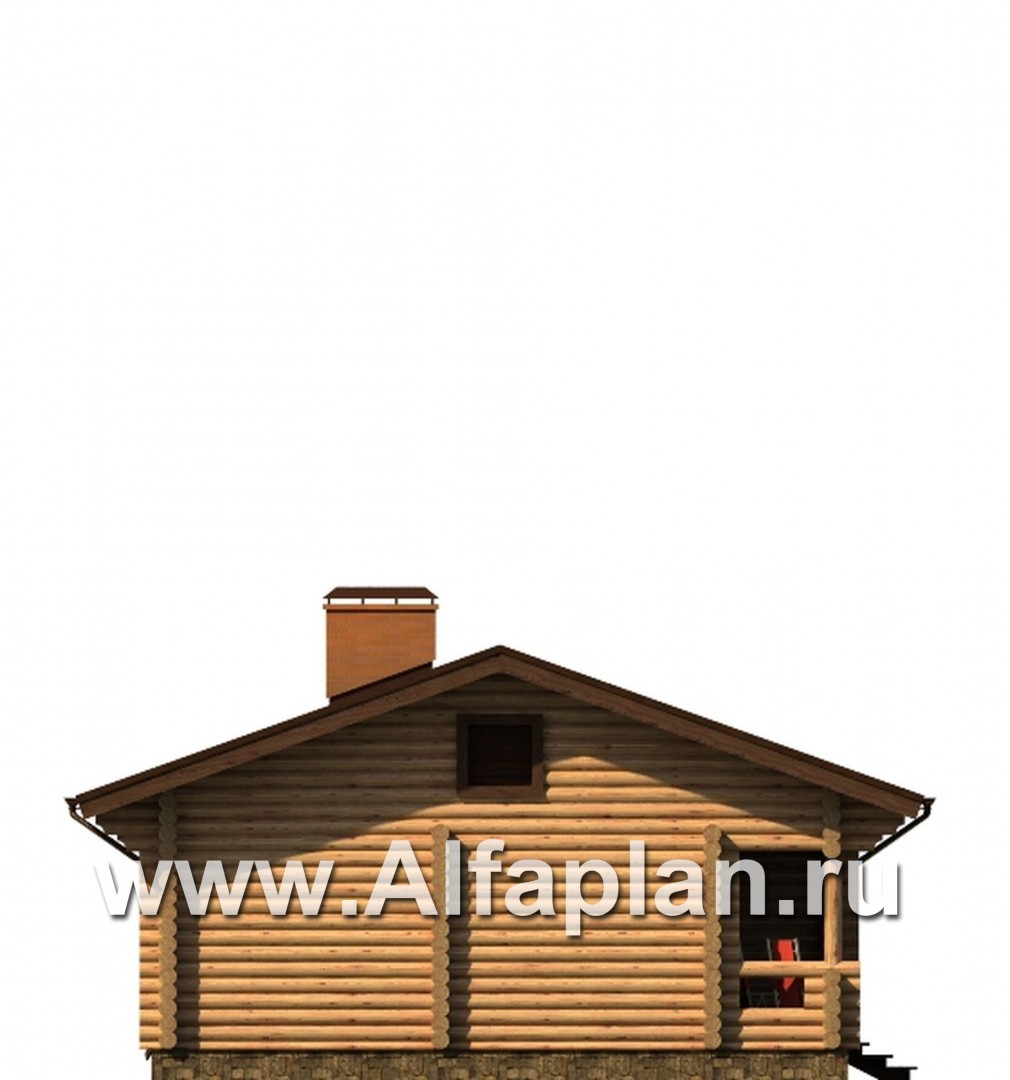 Проекты домов Альфаплан - Проект одноэтажного бревенчатого дома для отдыха - изображение фасада №2