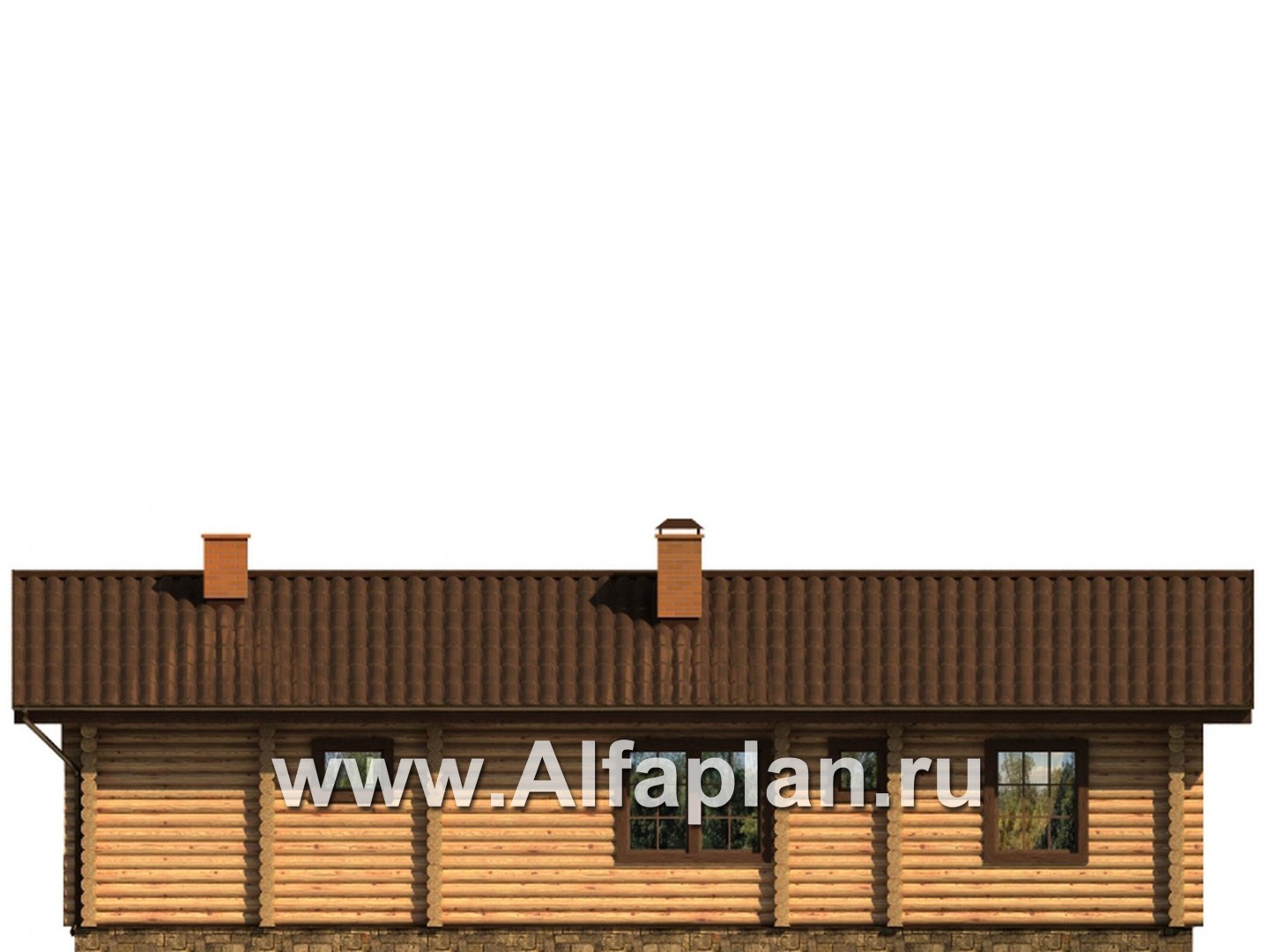 Проекты домов Альфаплан - Проект одноэтажного бревенчатого дома для отдыха - изображение фасада №4