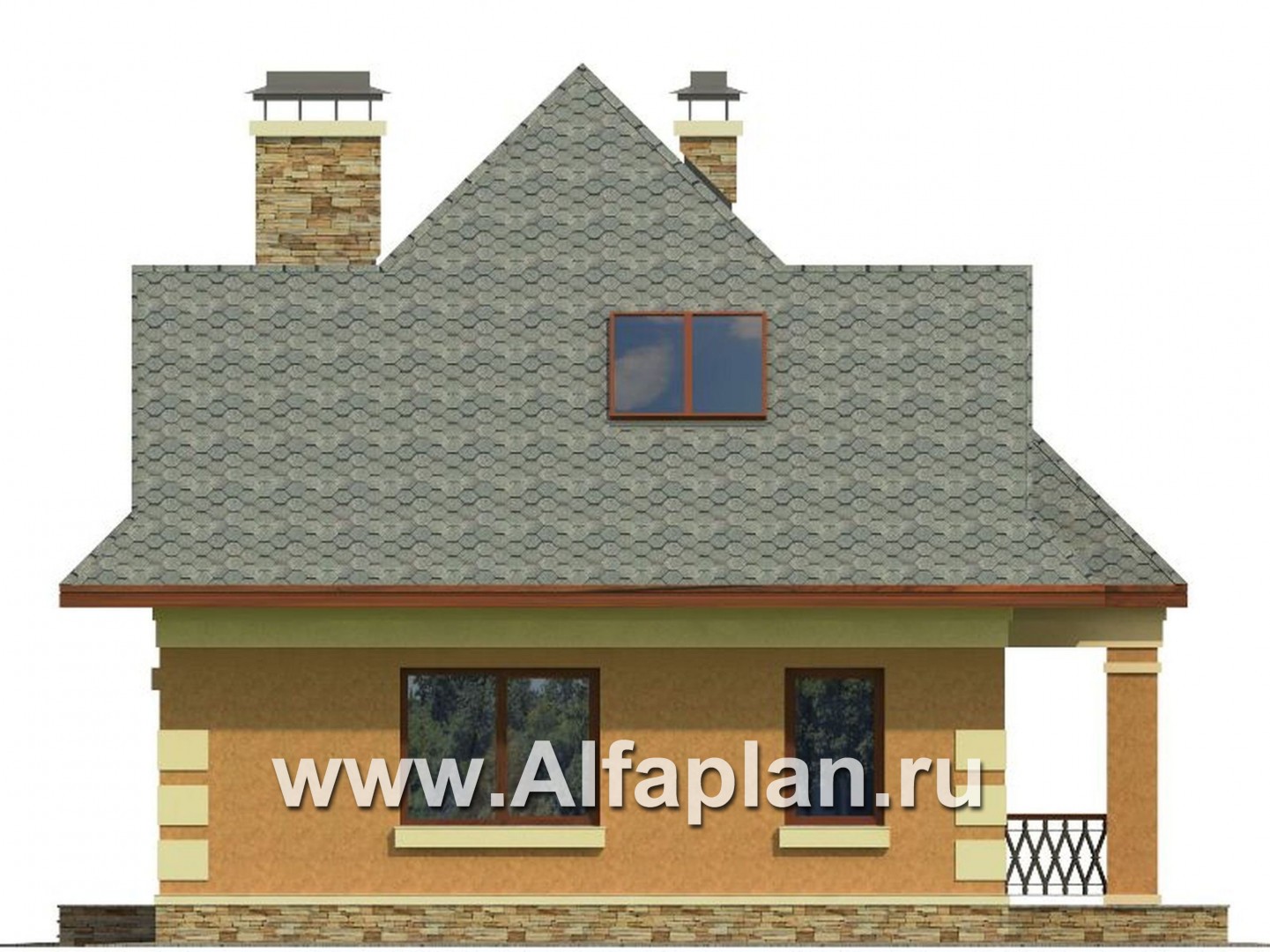 Проекты домов Альфаплан - Проект экономичного дома для маленького участка - изображение фасада №4