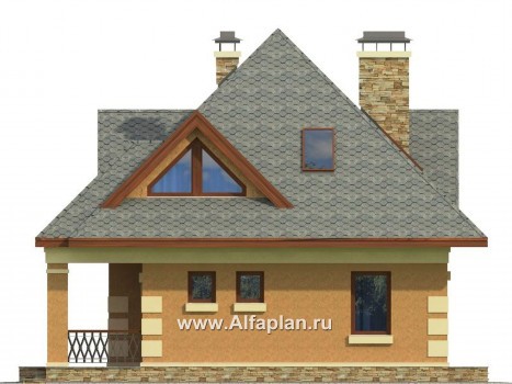 Проекты домов Альфаплан - Проект экономичного дома для маленького участка - превью фасада №2