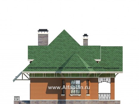 Проекты домов Альфаплан - Проект мансардного дома для небольшого участка - превью фасада №4