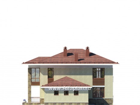 Проект двухэтажного дома из газобетона, планировка с гостевой на 1 эт и с гаражом на 2 авто, в современном стиле - превью фасада дома