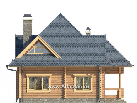 Проекты домов Альфаплан - Проект компактного деревянного дома - превью фасада №2