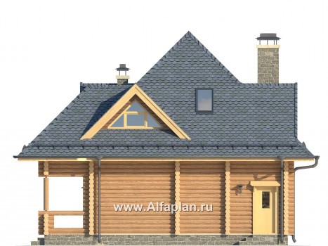 Проекты домов Альфаплан - Проект компактного деревянного дома - превью фасада №3
