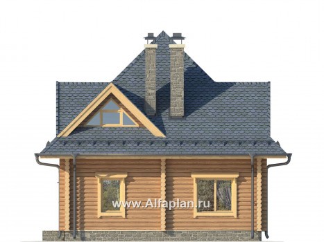 Проекты домов Альфаплан - Проект компактного деревянного дома - превью фасада №4