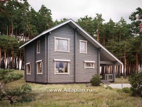 Проекты домов Альфаплан - Проект деревянного дома с простой двускатной кровлей - превью дополнительного изображения №1