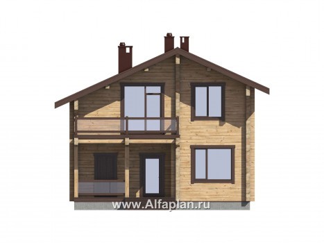 Проекты домов Альфаплан - Проект традиционного деревянного дома с удобной планировкой - превью фасада №1