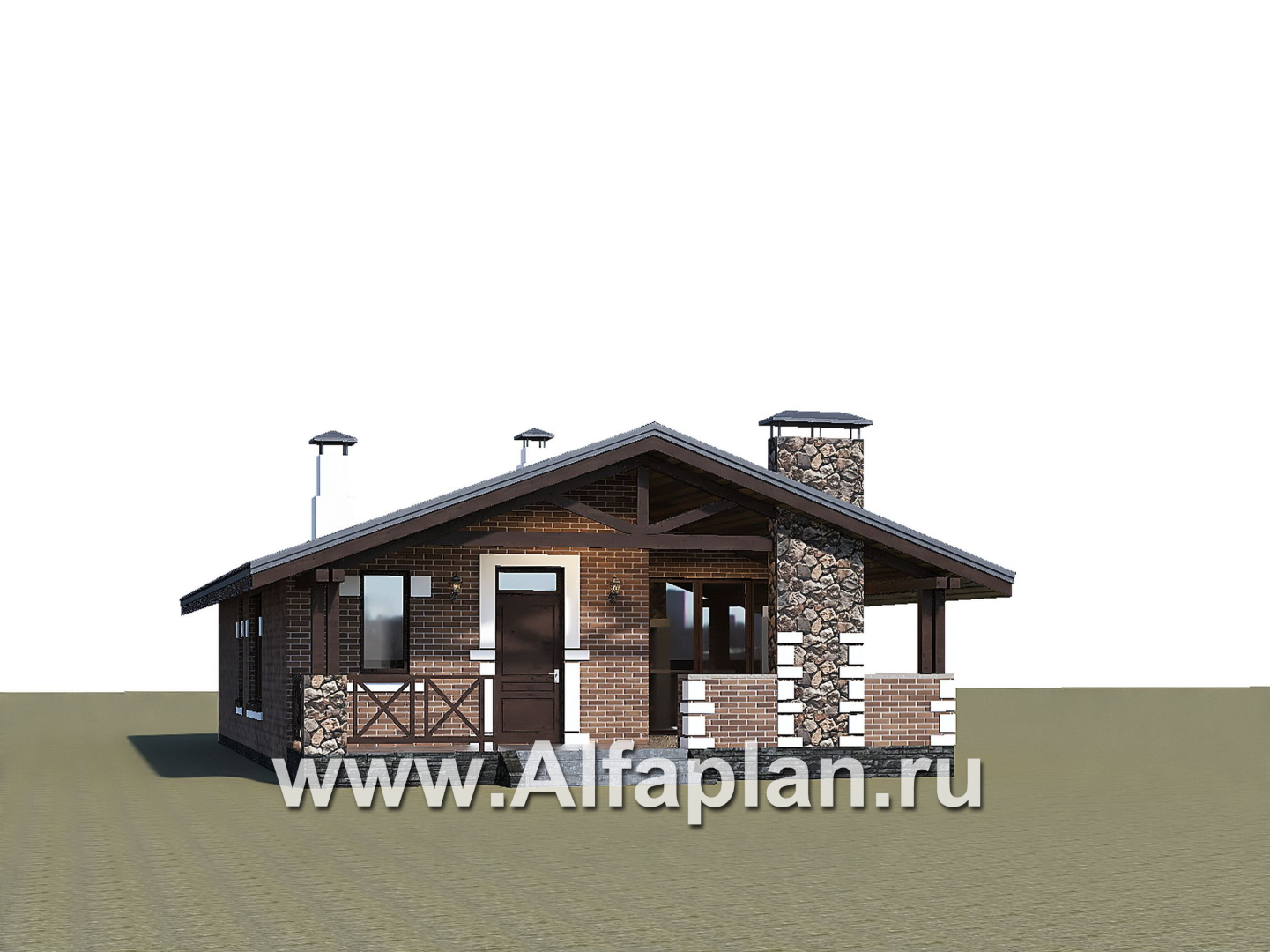 Проекты домов Альфаплан - «Родия» - одноэтажный коттедж с двускатной кровлей - дополнительное изображение №1