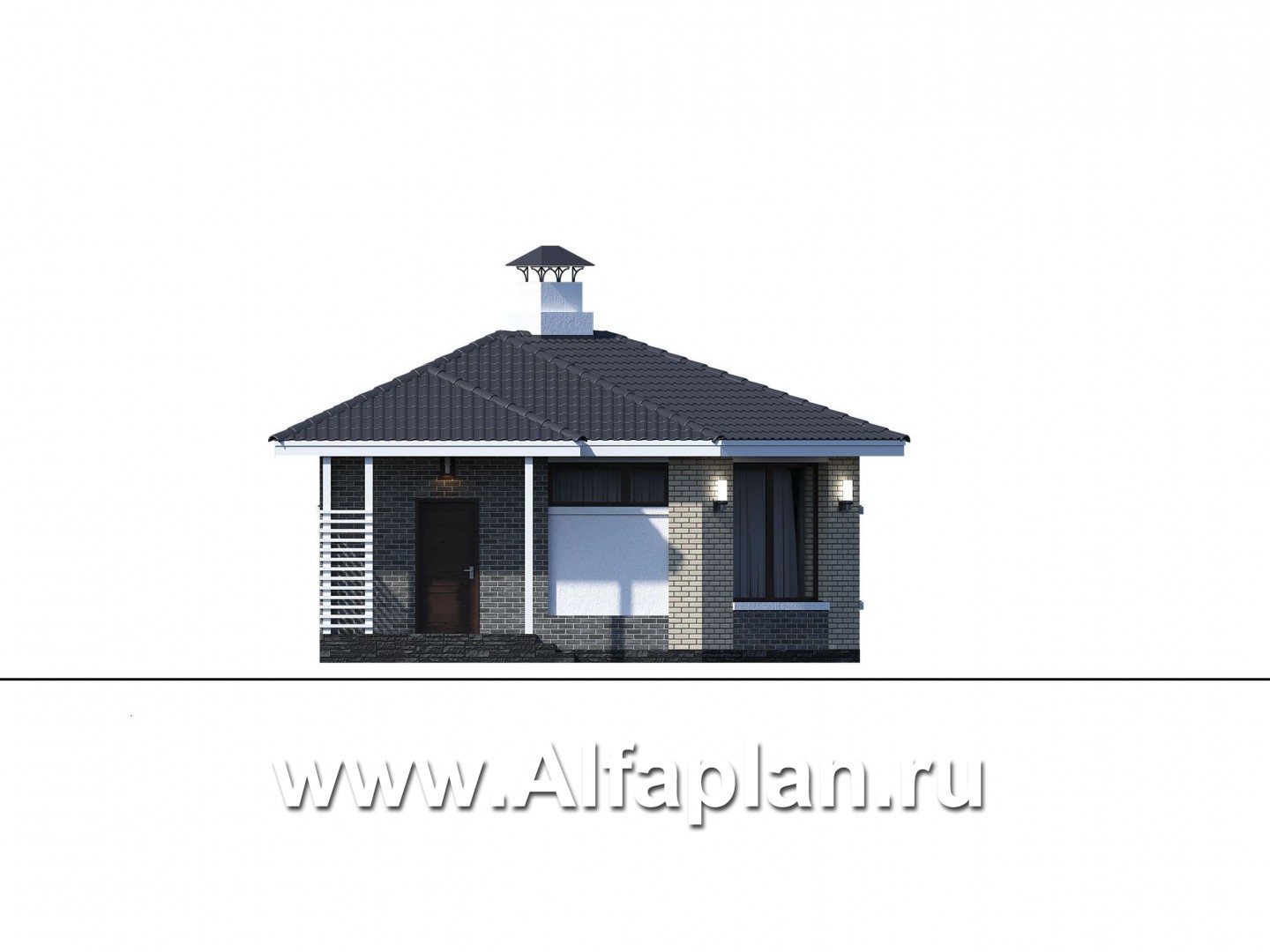 Проекты домов Альфаплан - «Кристалл» - современная угловая баня - изображение фасада №4