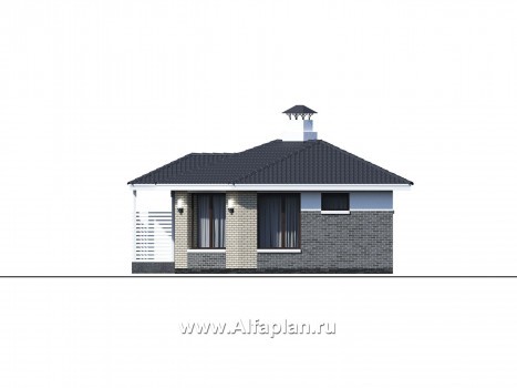 Проекты домов Альфаплан - «Кристалл» - современная угловая баня - превью фасада №1