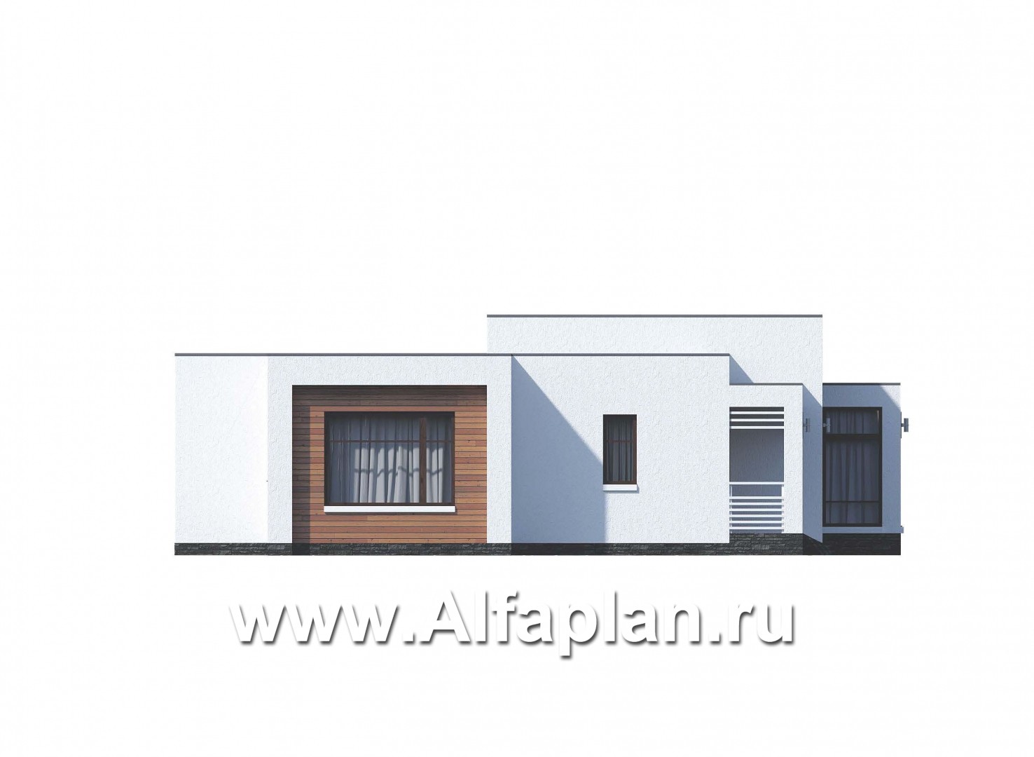 Проекты домов Альфаплан - «Эрато» — одноэтажный дом с плоской кровлей - изображение фасада №3