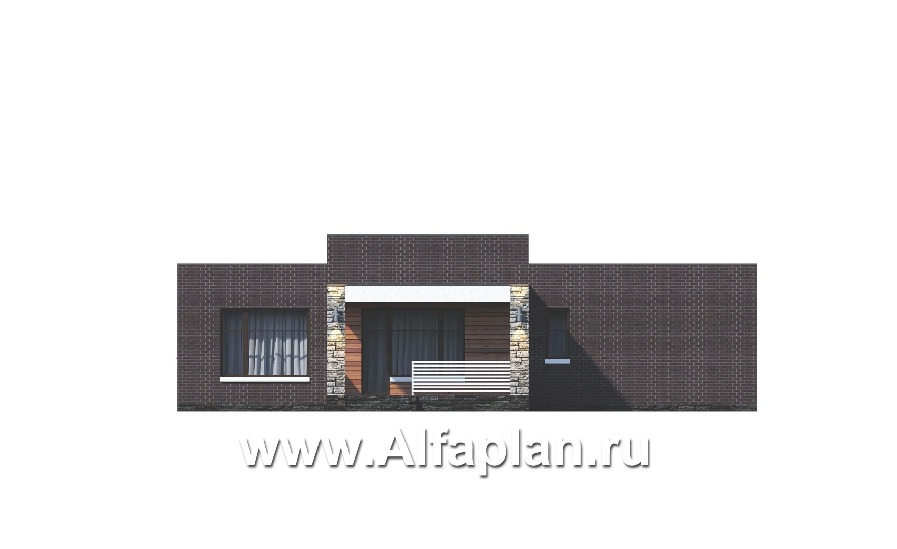 Проекты домов Альфаплан - «Магнолия» — плоскокровельный коттедж с удобной планировкой - изображение фасада №4