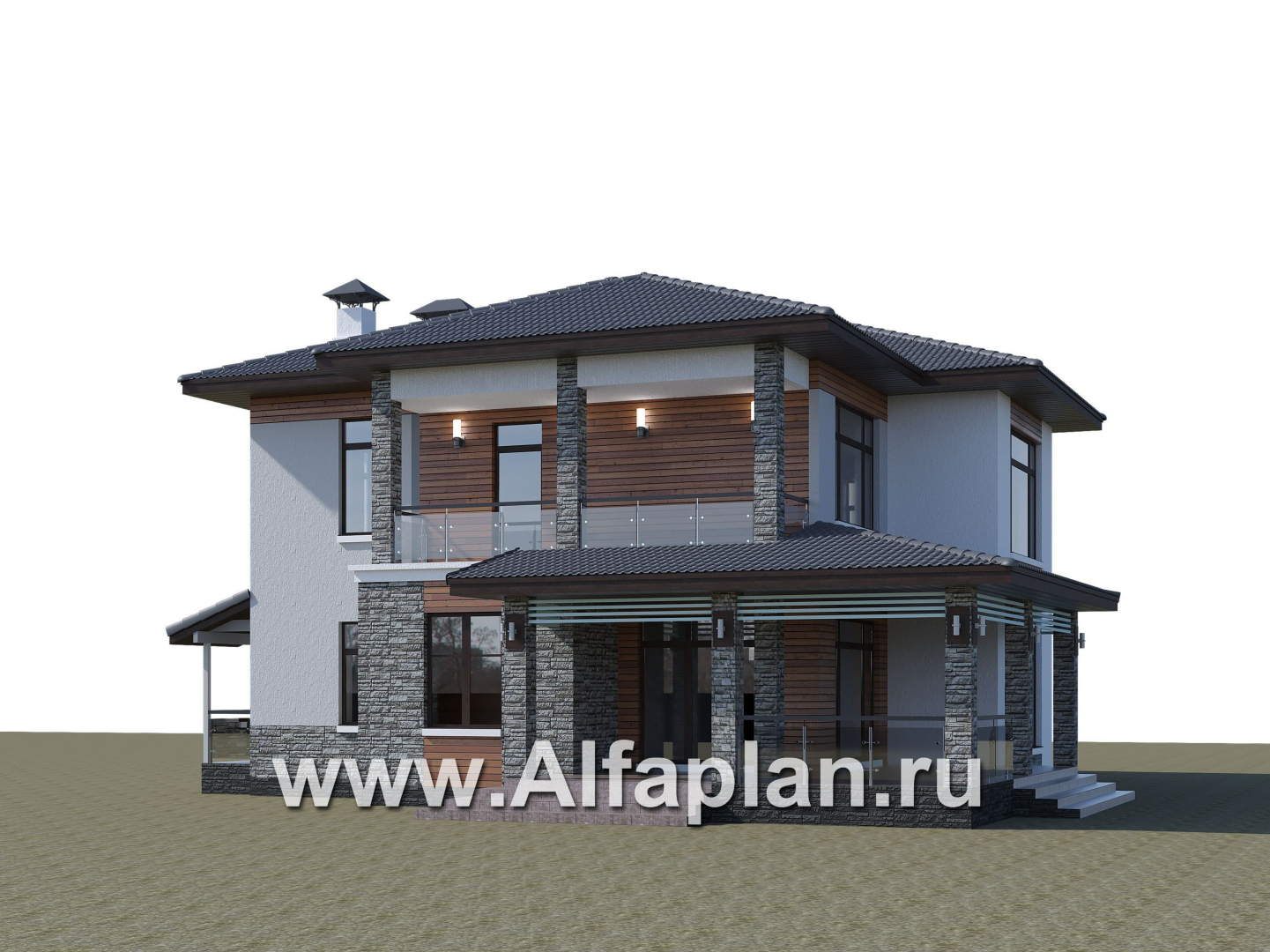 Проекты домов Альфаплан - «Отражение» - двухэтажный дом для большой семьи - дополнительное изображение №2