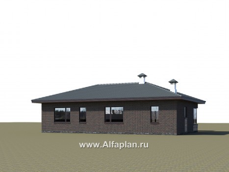 Проекты домов Альфаплан - Проект компактного одноэтажного дома с тремя спальнями - превью дополнительного изображения №2