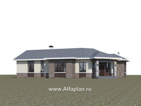Проекты домов Альфаплан - «Модуль» — одноэтажный дом с диагональным планом, 4 спальни - превью дополнительного изображения №2