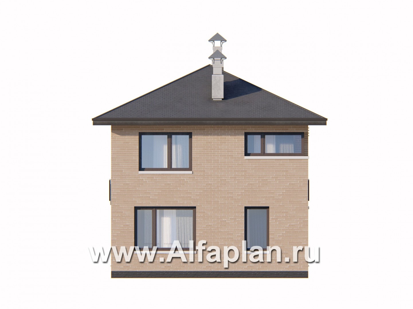 Проекты домов Альфаплан - «Серебро» - проект дома для небольшой семьи, вход с южных направлений - изображение фасада №4