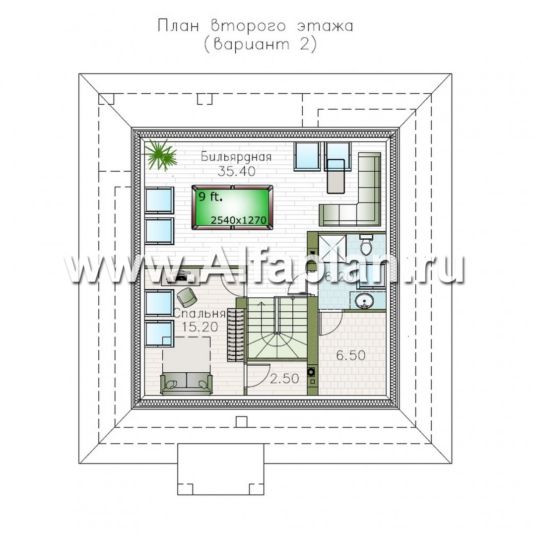 Проекты домов Альфаплан - "Перспектива" - проект компактного дома с мансардой - изображение плана проекта №3