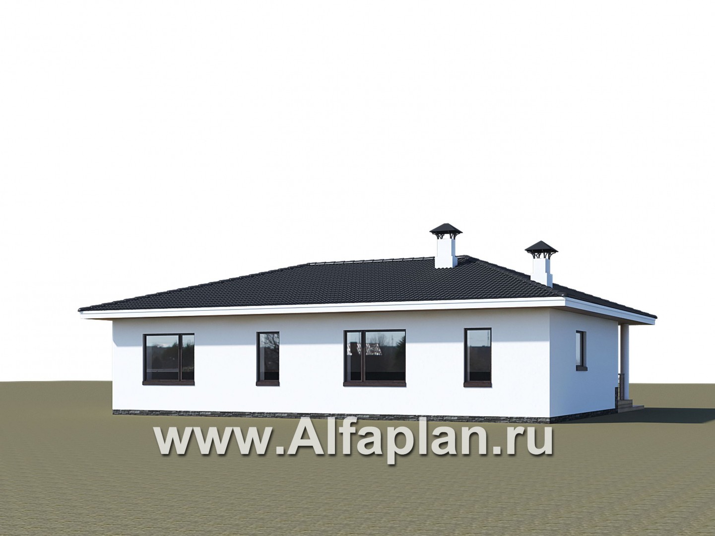 Проекты домов Альфаплан - "Гравитация" - проект одноэтажного дома с тремя спальнями - дополнительное изображение №2