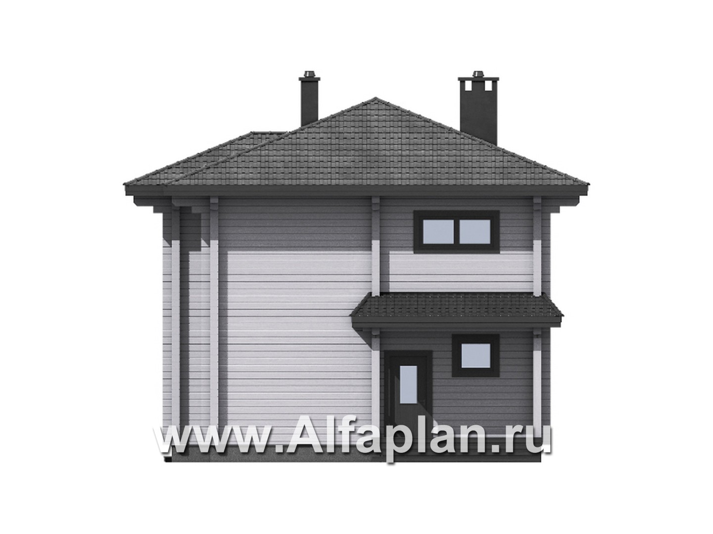 Проекты домов Альфаплан - Проект двухэтажного дома из клееного бруса - изображение фасада №2