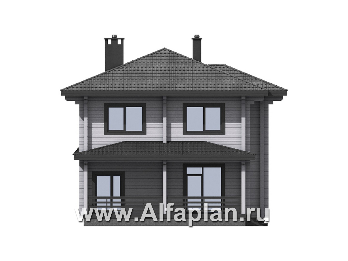Проекты домов Альфаплан - Проект двухэтажного дома из клееного бруса - изображение фасада №3