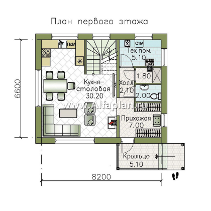 «Бессер» - проект каркасного дома с мансардой, в скандинавском стиле - превью план дома