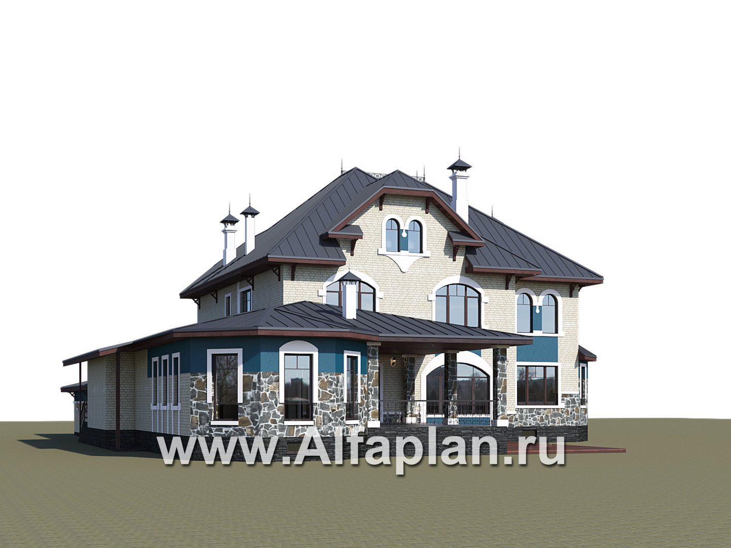 Проекты домов Альфаплан - "Дворянское гнездо" - семейный особняк в русском стиле - дополнительное изображение №3