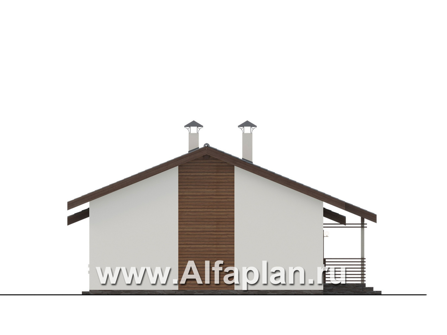 Проекты домов Альфаплан - "Пикколо" - экономичный одноэтажный дом из гзобетонных блоков, с террасой - изображение фасада №3