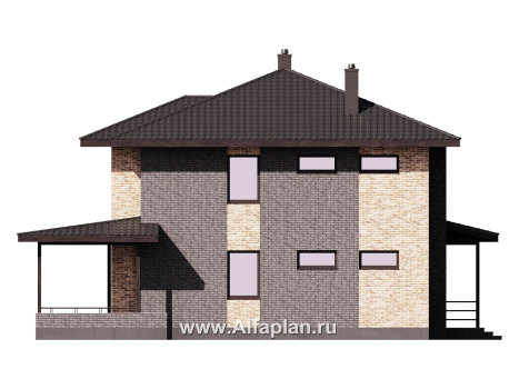 Проект двухэтажного дома, с кабинетом на 1 эт и с террасой, в современном стиле - превью фасада дома
