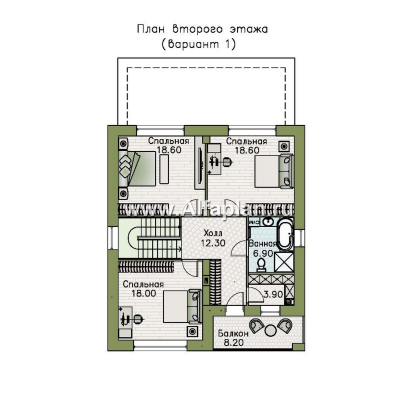 «Ладога» - проект двухэтажного дома из газобетона, с террасой, отличная планировка - превью план дома