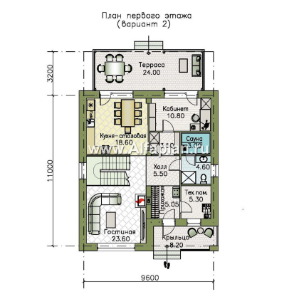 Проекты домов Альфаплан - "Вуокса" - современный двухэтажный коттедж - превью плана проекта №2