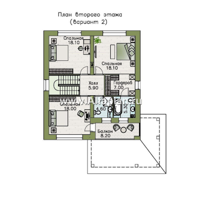 Проекты домов Альфаплан - "Отрадное" - дизайн дома в стиле Райта, с террасой на главном фасаде - превью плана проекта №4