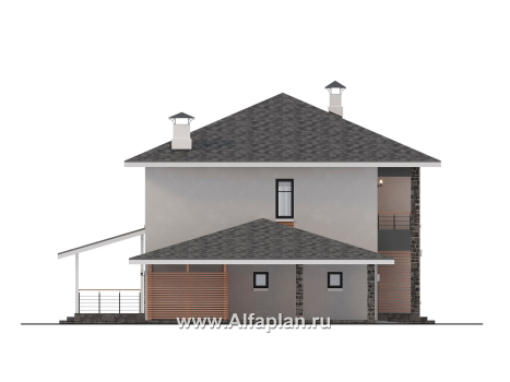«Селигер» - проект двухэтажного дома из газобетона, с гаражом на 2 авто, фасады из штукатурки - превью фасада дома