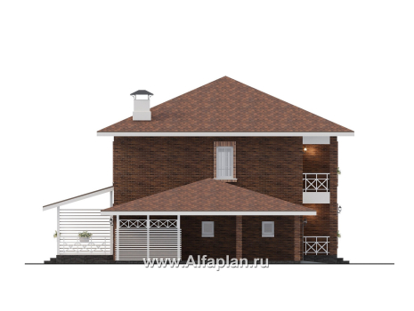 Проекты домов Альфаплан - "Сайма" - двухэтажный дом из кирпичей в баварском стиле, с гаражом - превью фасада №2