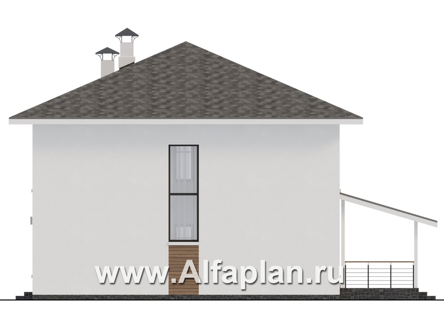 Проекты домов Альфаплан - "Вуокса" - современный двухэтажный коттедж - изображение фасада №2
