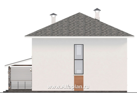 «Отрадное» - проект двухэтажного дома из газобетона, с террасой на главном фасаде - превью фасада дома