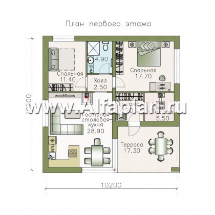 Проекты домов Альфаплан - «Дега» - стильный, компактный дачный дом из газобетона - превью плана проекта №1