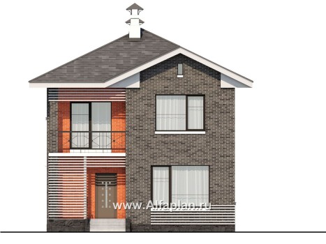 Проекты домов Альфаплан - Кирпичный дом «Серебро» для небольшой семьи - превью фасада №1