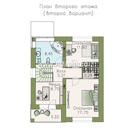 Проекты домов Альфаплан - Кирпичный дом «Серебро» для небольшой семьи - превью плана проекта №3