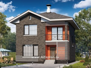 Проекты домов Альфаплан - Кирпичный дом «Серебро» для небольшой семьи - превью основного изображения